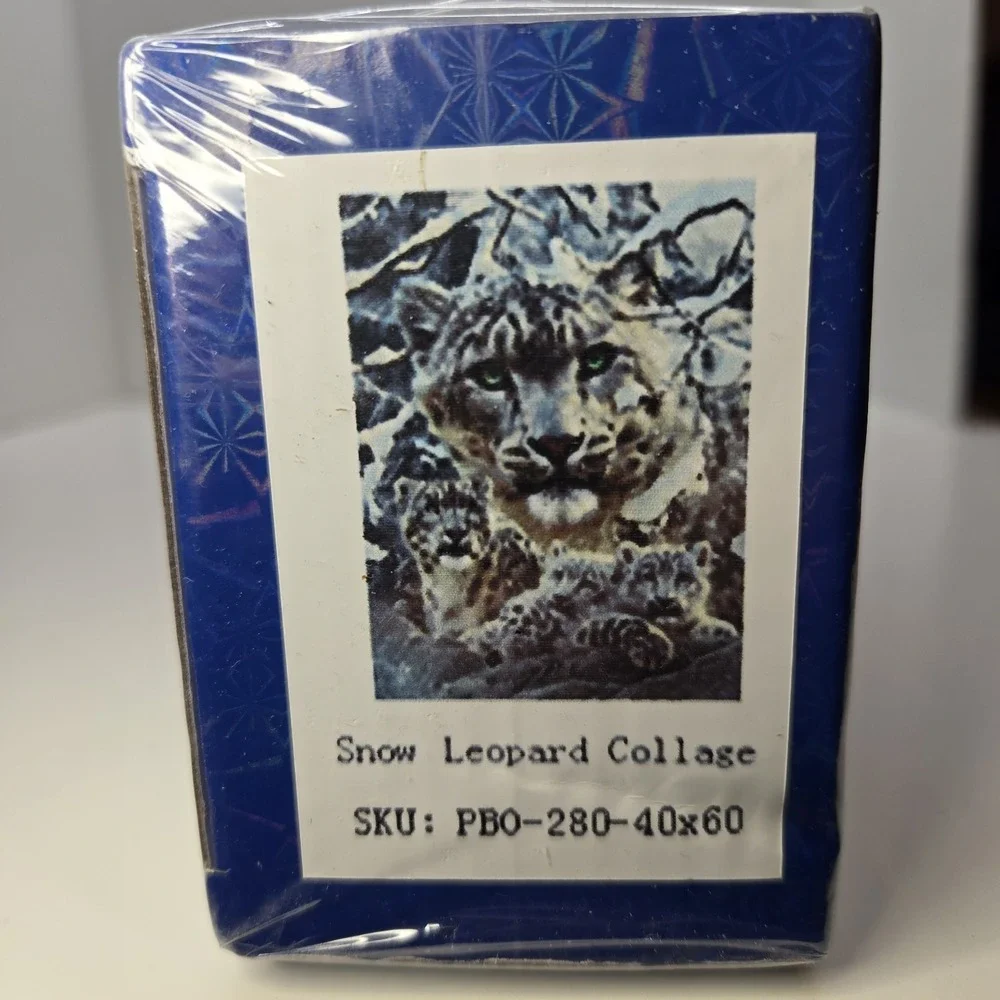 New Snow Leopard‎ Collage Animal Paint W Diamonds premium diamond painting kit